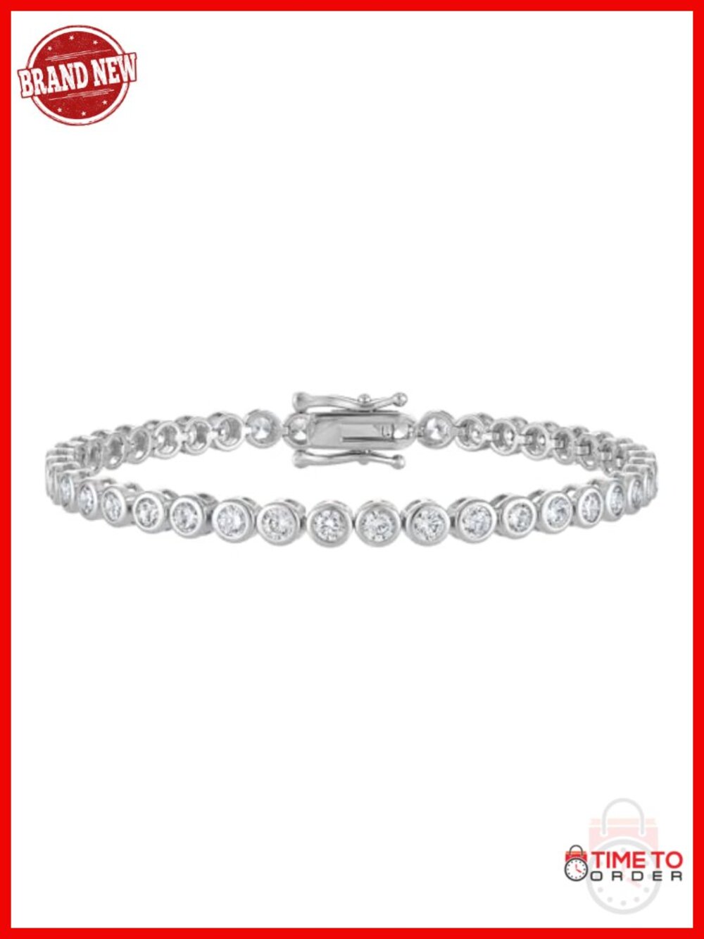Tennis Bracelet 3mm Bezel Set CZ 5A Cubic Zirconia Box Clasp Safety Latch